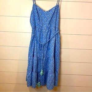 Vineyard Vines Blue Patterned Midi Dress